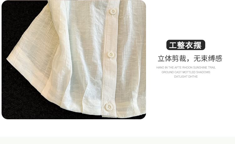 여름 새로운 패션 외국 가스 POLO 칼라 반팔 프랑스식 여성 셔츠 디자인 센스 슬림해 보이는 작은 셔츠 거품 소매 맨위 상세 이미지 6
