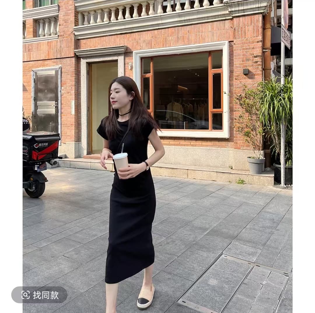 캐주얼 센스 라운드 넥 몸매 가꾸기 롱 코트 드레스 상세 이미지 4