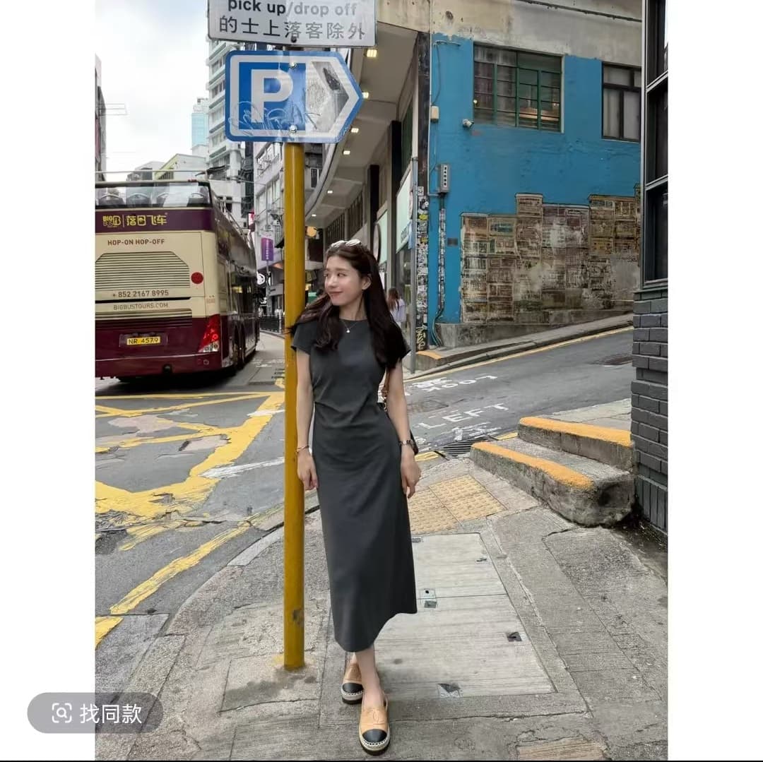 캐주얼 센스 라운드 넥 몸매 가꾸기 롱 코트 드레스 상세 이미지 5