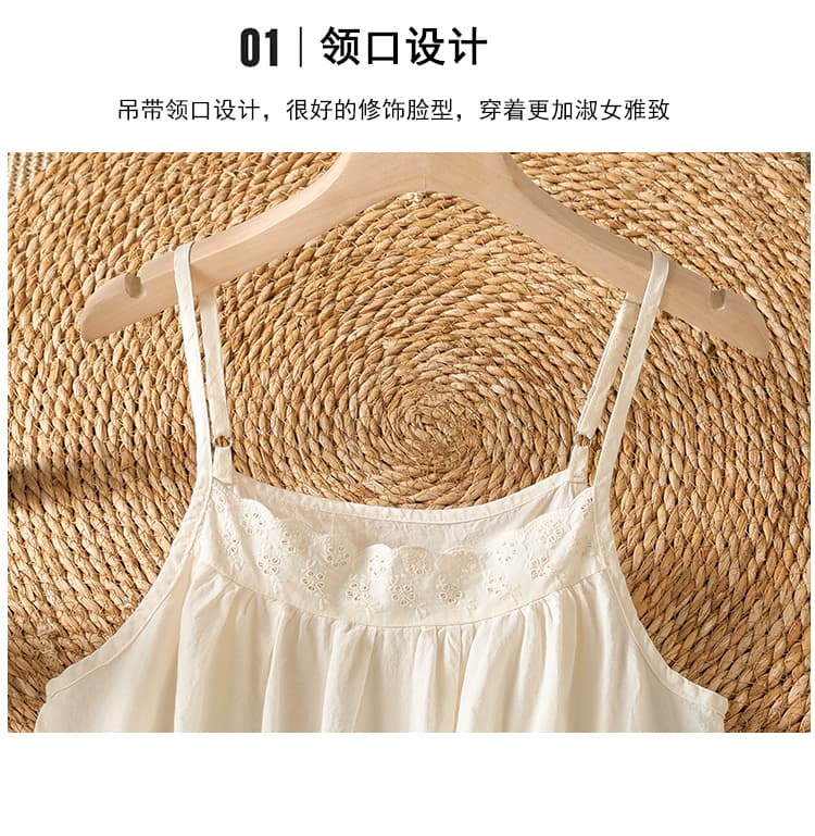 실사 2026 여름 신제품 루즈핏 캐주얼 문예 레이스 슬립 자수 레이스 스택 착용 기본 셔츠 상세 이미지 5
