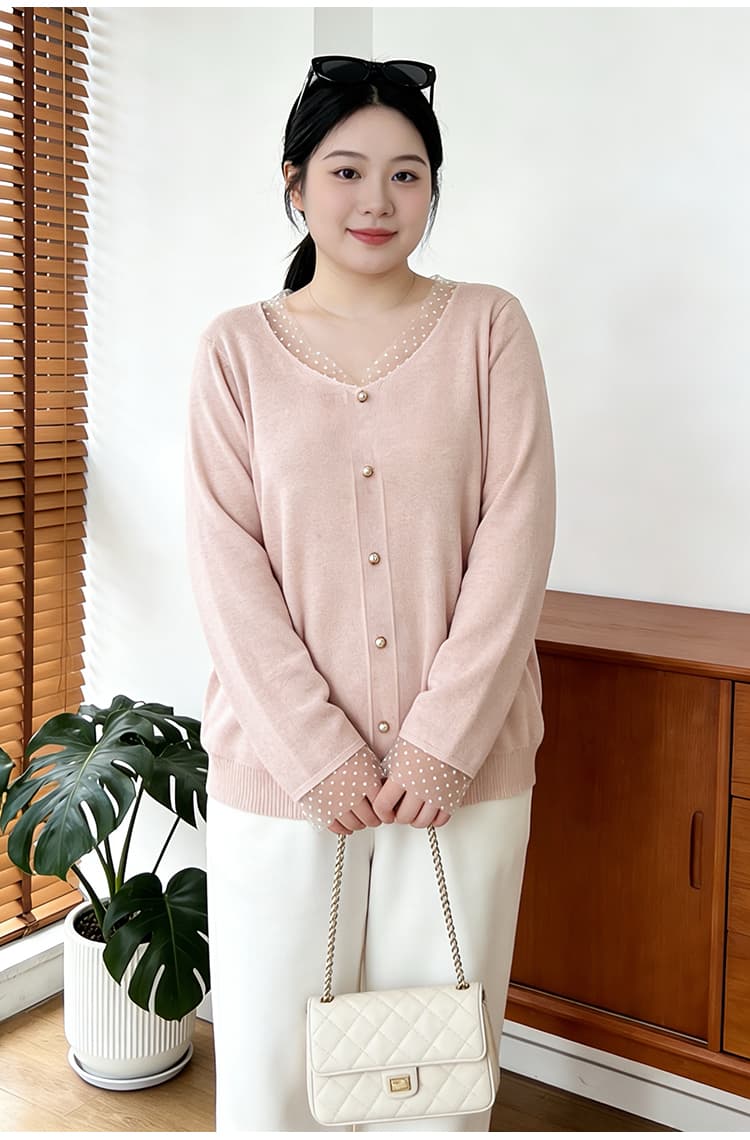실사 빅 사이즈 여성 의류 지방 mm 2026 봄 드레스 새로운 루즈핏 슬림해 보이는 디자인 센스 긴팔 양모 니트 스웨터 맨위 상세 이미지 28