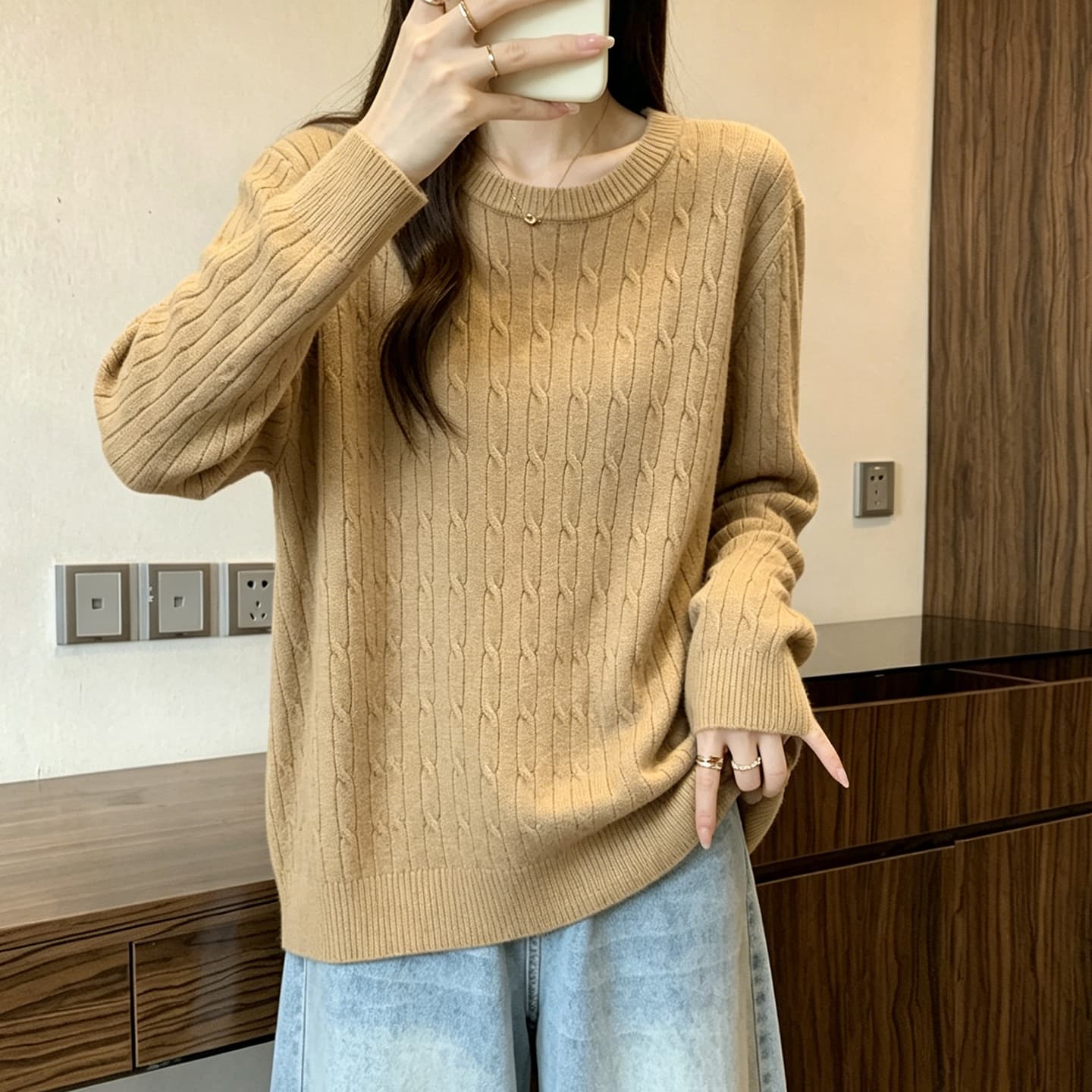 실사 가을 겨울 새로운 2026 마이크로 지방 빅 사이즈 꽈배기 니트 스웨터 맨위 슬림해 보이는 인사이드 가져 가라. 두꺼운 스웨터 기본 셔츠 이미지 5