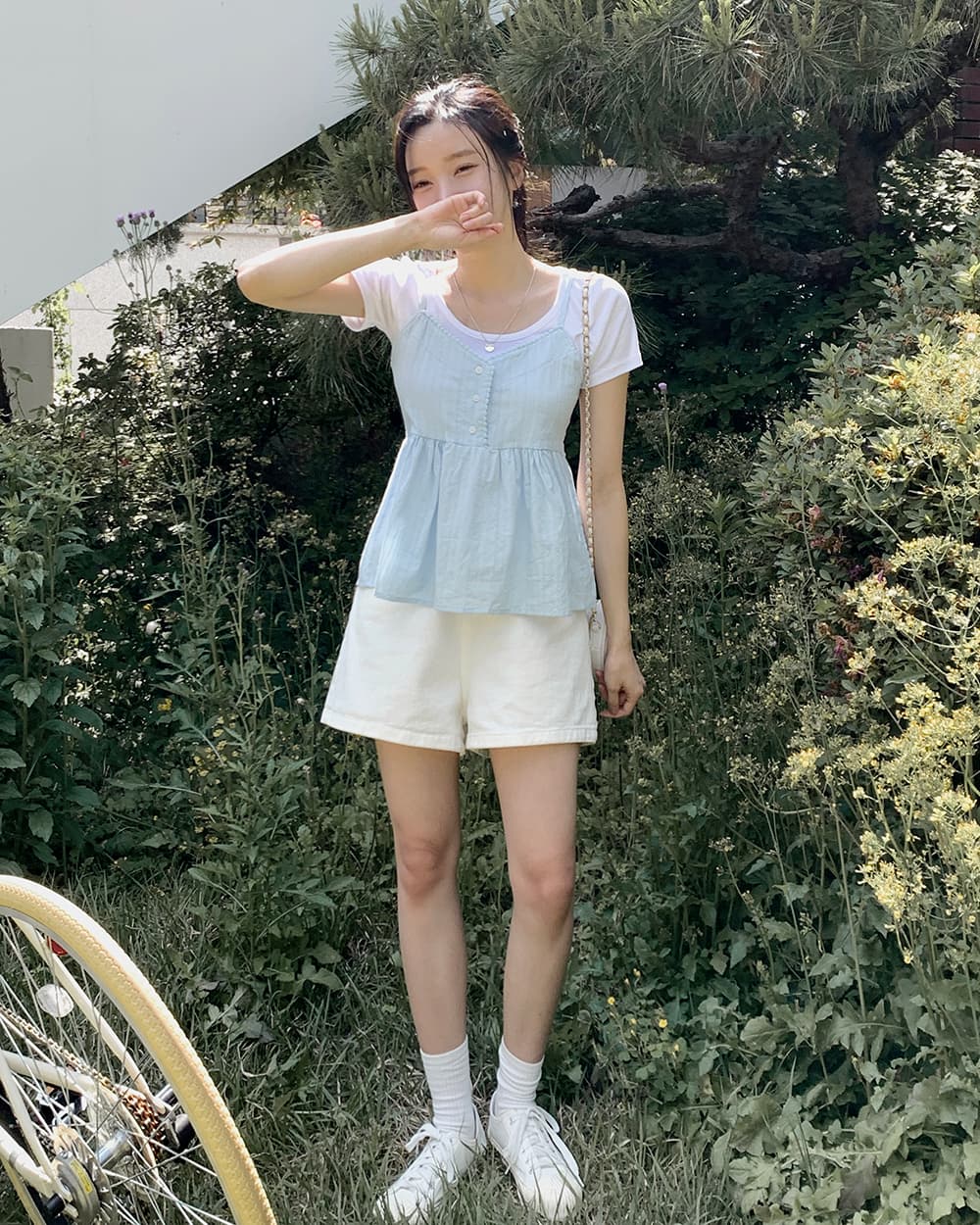 레이스 V넥 캐미솔 인사이드 가져 가라. 여름 새로운 루즈핏 슬림해 보이는 다용도 외출용 맨위 트렌디 상세 이미지 8