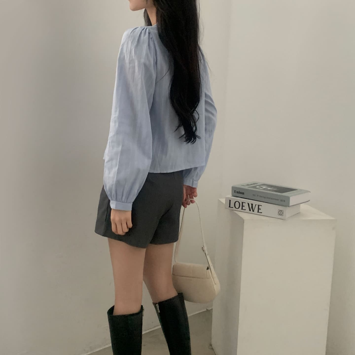 한국 chic 이른 가을 리본 싱글 줄 버튼 긴팔 여성 셔츠 상세 이미지 22