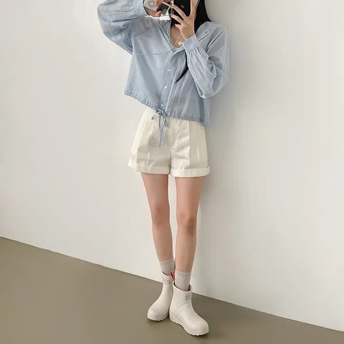 4 가지 색상 여름 새로운 자외선 차단 펌프 로프 후드 셔츠 상세 이미지 2