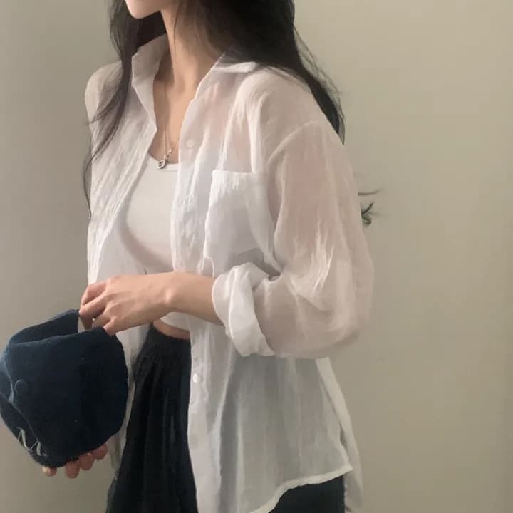 여름 작은 대중 느긋한 바람 긴팔 얇은 스타일 자외선 차단 셔츠 상세 이미지 11