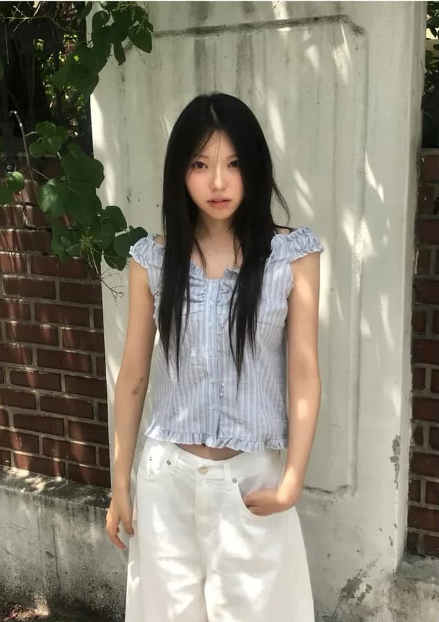 부드러운 스트라이프 목이버섯 레이스 몸매 가꾸기 셔츠 상세 이미지 23