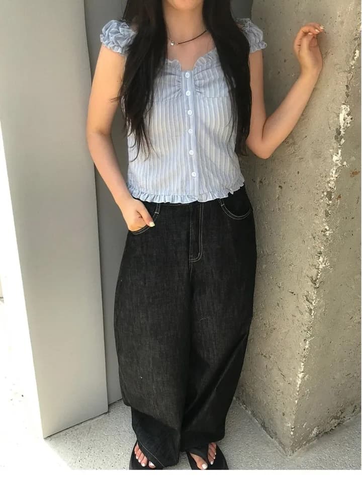 Pleat 측면 스트라이프 수 있습니다. 오프숄더 둘 착용 섹시함 슬립 셔츠 상세 이미지 8