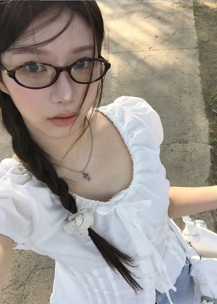 chic 한국 스타일 라운드 넥 펌프 로프 허리 수축 품격 다용도 셔츠 상세 이미지 13