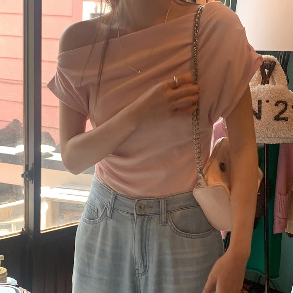 여름 오프숄더 반팔 티셔츠 이미지 3