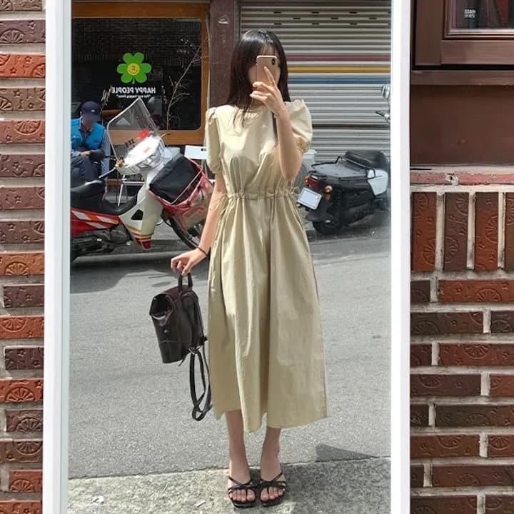 얇은 벨트 허리밴드 단색 롱 코트 드레스 상세 이미지 16