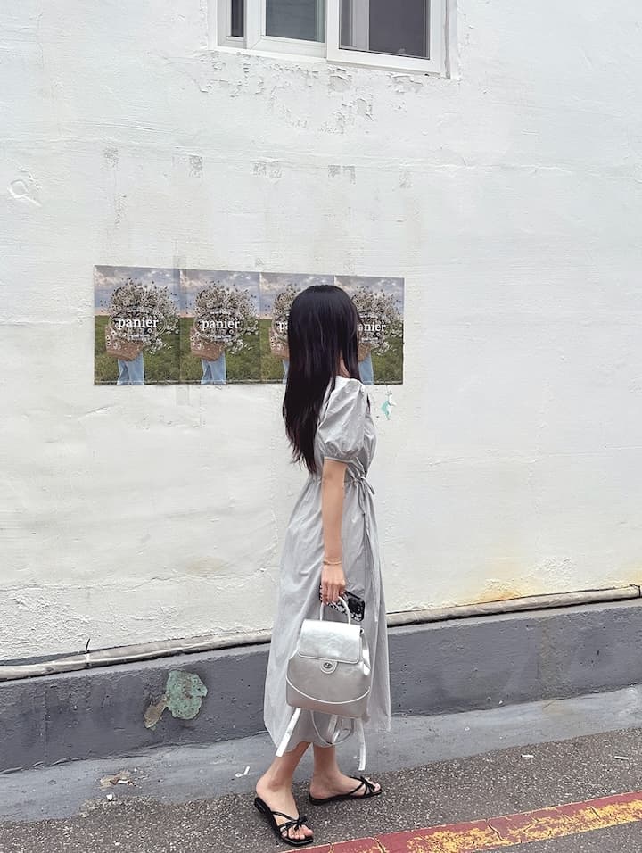얇은 벨트 허리밴드 단색 롱 코트 드레스 상세 이미지 22