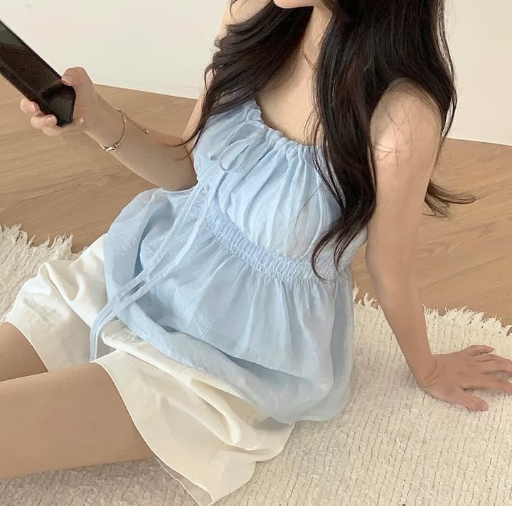 한 바람 여름 오프숄더 나비 매듭 슬립 드레스 상세 이미지 23