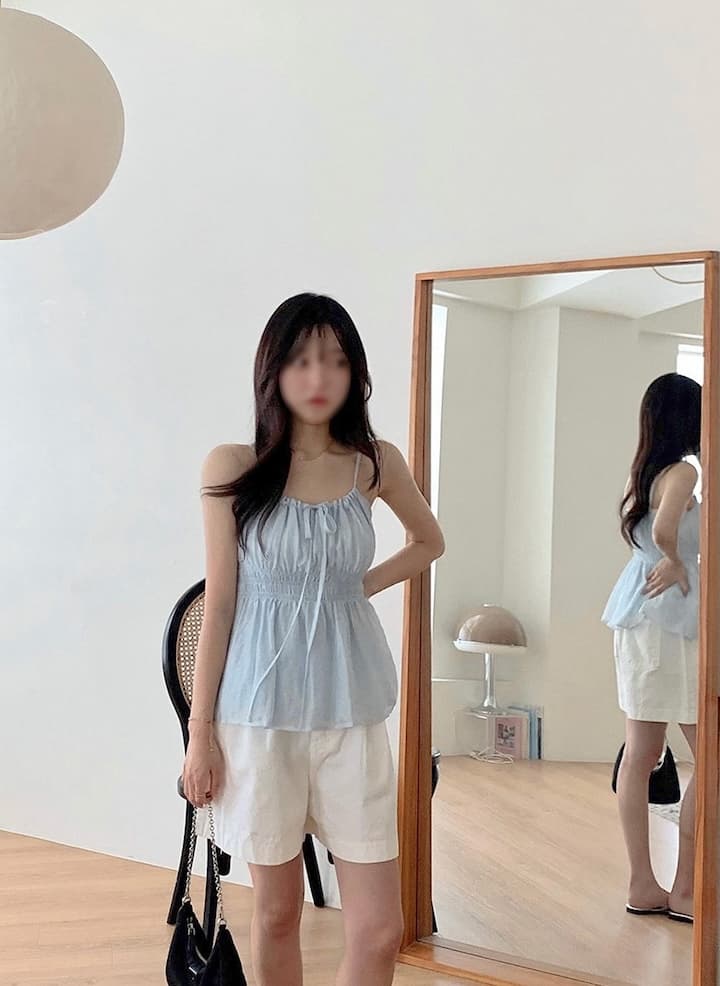 한 바람 여름 오프숄더 나비 매듭 슬립 드레스 상세 이미지 25