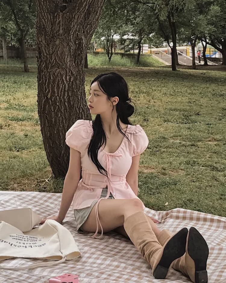 라운드 넥 펌프 로프 허리 수축 품격 다용도 셔츠 상세 이미지 50