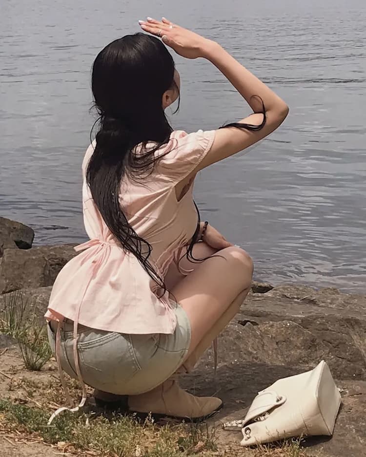 라운드 넥 펌프 로프 허리 수축 품격 다용도 셔츠 상세 이미지 83
