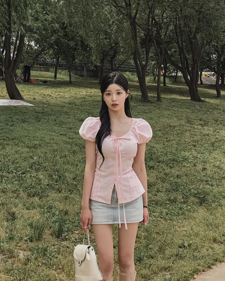 라운드 넥 펌프 로프 허리 수축 품격 다용도 셔츠 상세 이미지 85