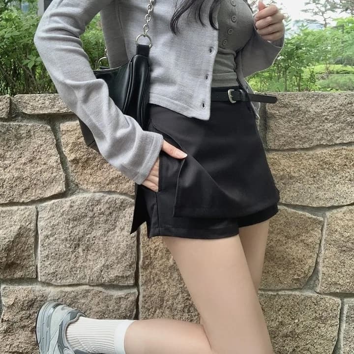 하이웨이스트 안전 바지 반바지 치마바지 경기 벨트 상세 이미지 48