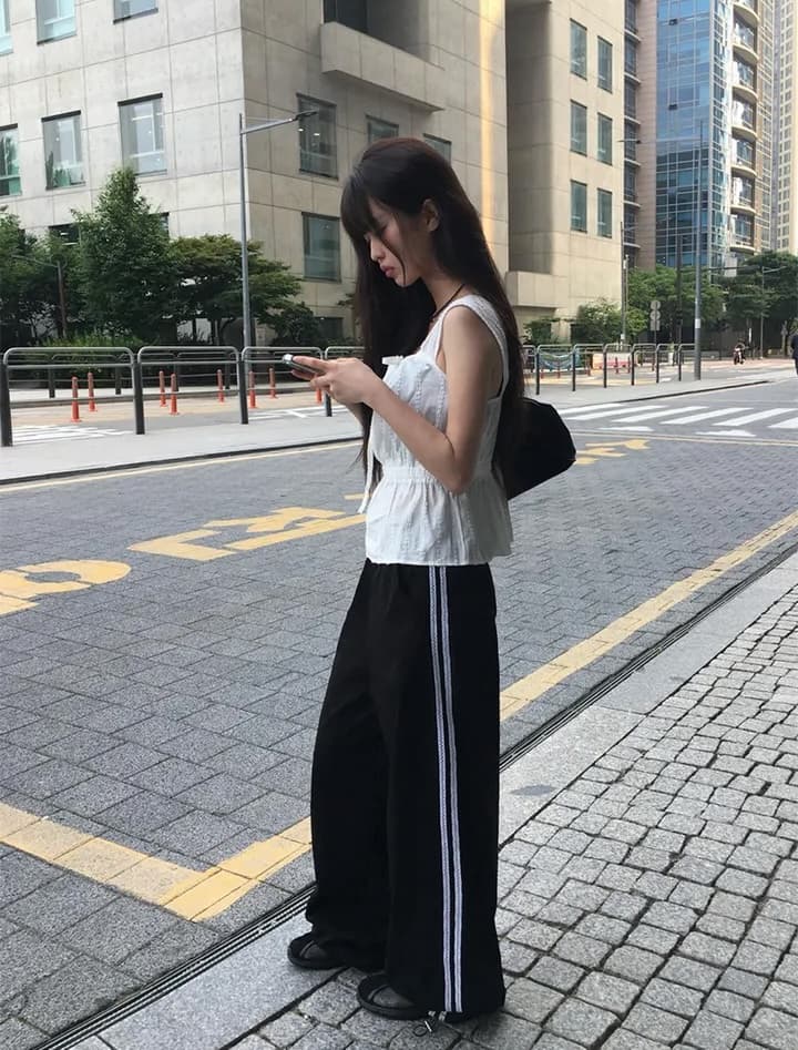 여름 분기 별 칼라 주름 레이스업 캐미솔 맨위 상세 이미지 31