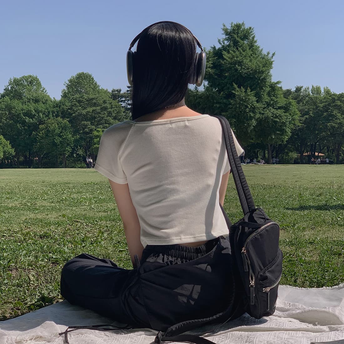 한국 chic 레트로 캐주얼 작은 대중 디자인 센스 포장 몸 앞치마 레이스업 페이크 레이어드 넓은 다리 캐주얼 바지 상세 이미지 49