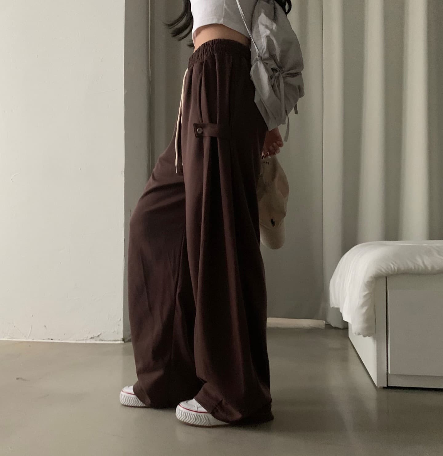 한국 chic 작은 대중 비스듬한 버클 디자인 센스 허리밴드 다용도 출퇴근 웨이 바지 캐주얼 긴 바지 상세 이미지 22