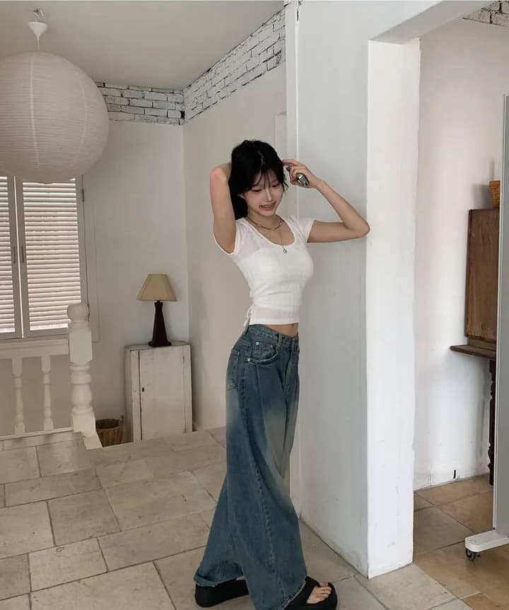 뒤로 더블 레이스업 요추 배 섹시함 맨위 상세 이미지 8