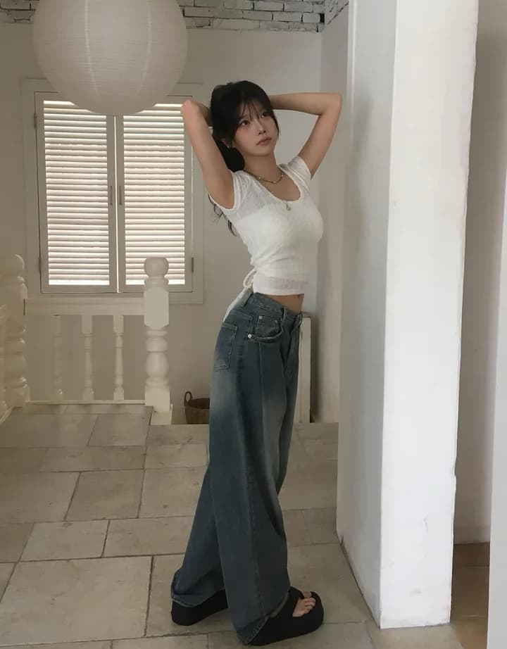 뒤로 더블 레이스업 요추 배 섹시함 맨위 상세 이미지 19