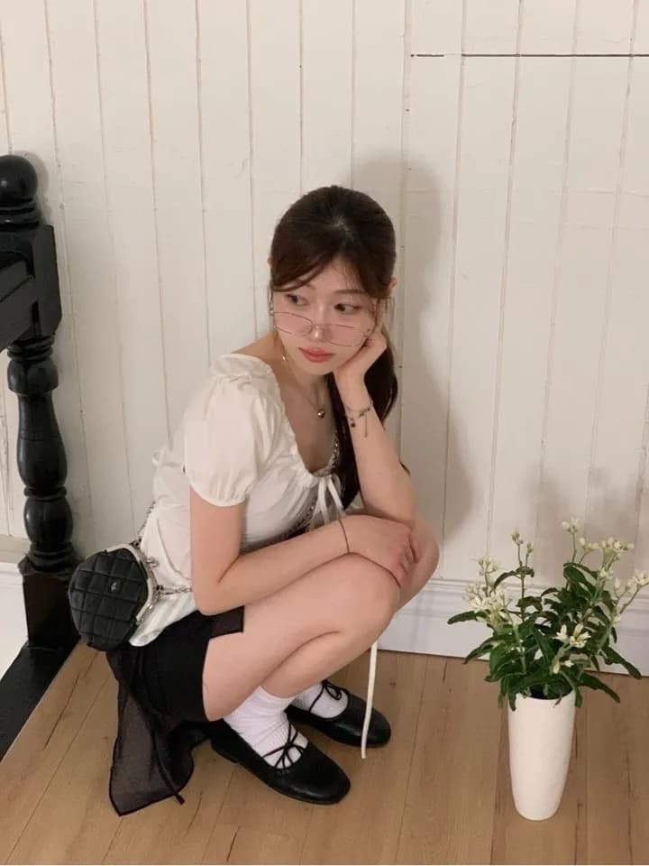 허리밴드 하이웨이스트 나비 넥타이 반신 스커트 상세 이미지 11