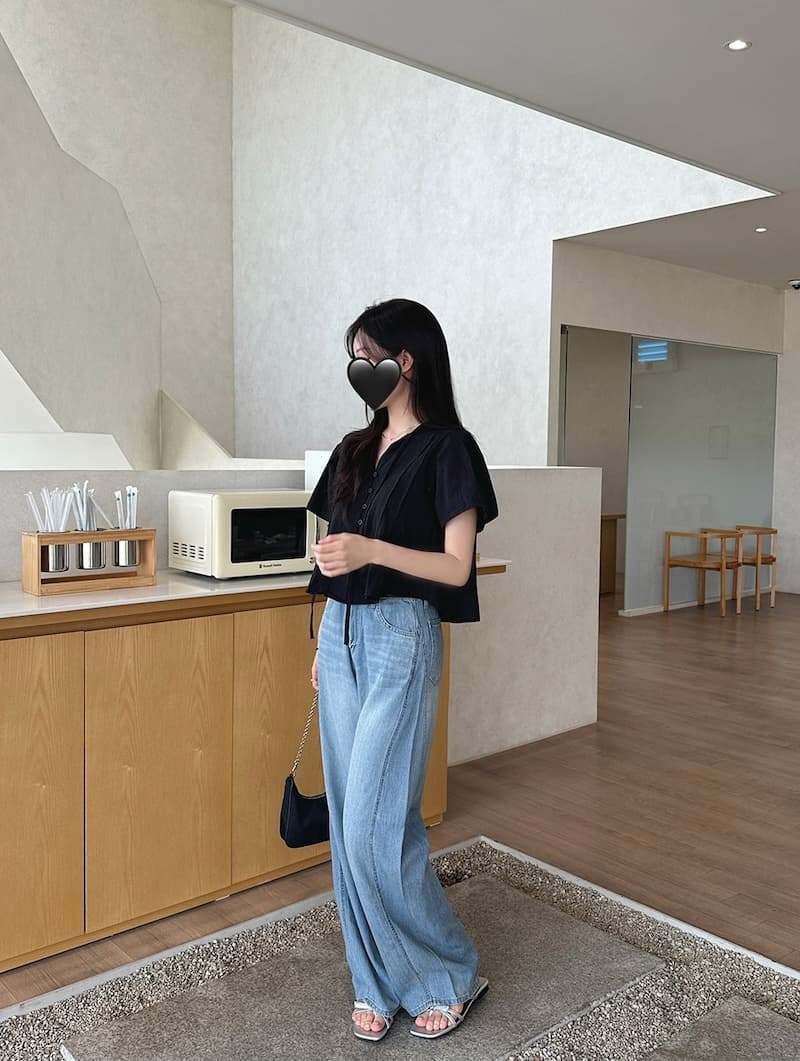 여름 새로운 반팔 레이스업 싱글 줄 버튼 쉬폰 블라우스 셔츠 상세 이미지 32