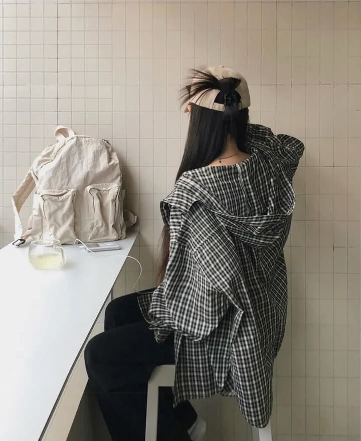 이른 가을 새로운 체크무늬 다용도 후드 셔츠 재킷 상세 이미지 5
