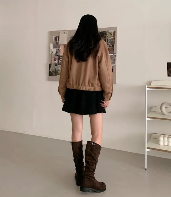 가을 겨울 새로운 지퍼 스웨이드 원단 재킷 짧은 외투 상세 이미지 29