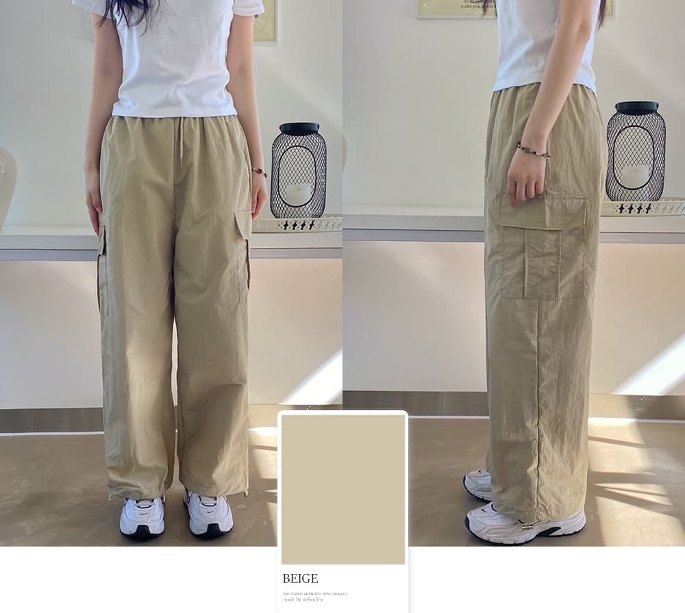 이른 가을 새로운 주름 펌프 로프 워크웨어 하이웨이스트 캐주얼 바지 상세 이미지 2