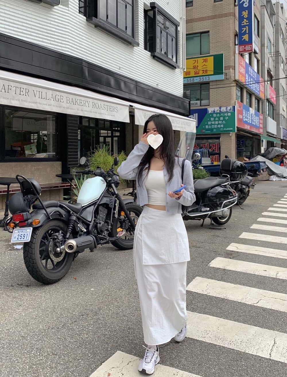 이른 가을 새로운 다용도 끈 트임 반신 스커트 상세 이미지 9