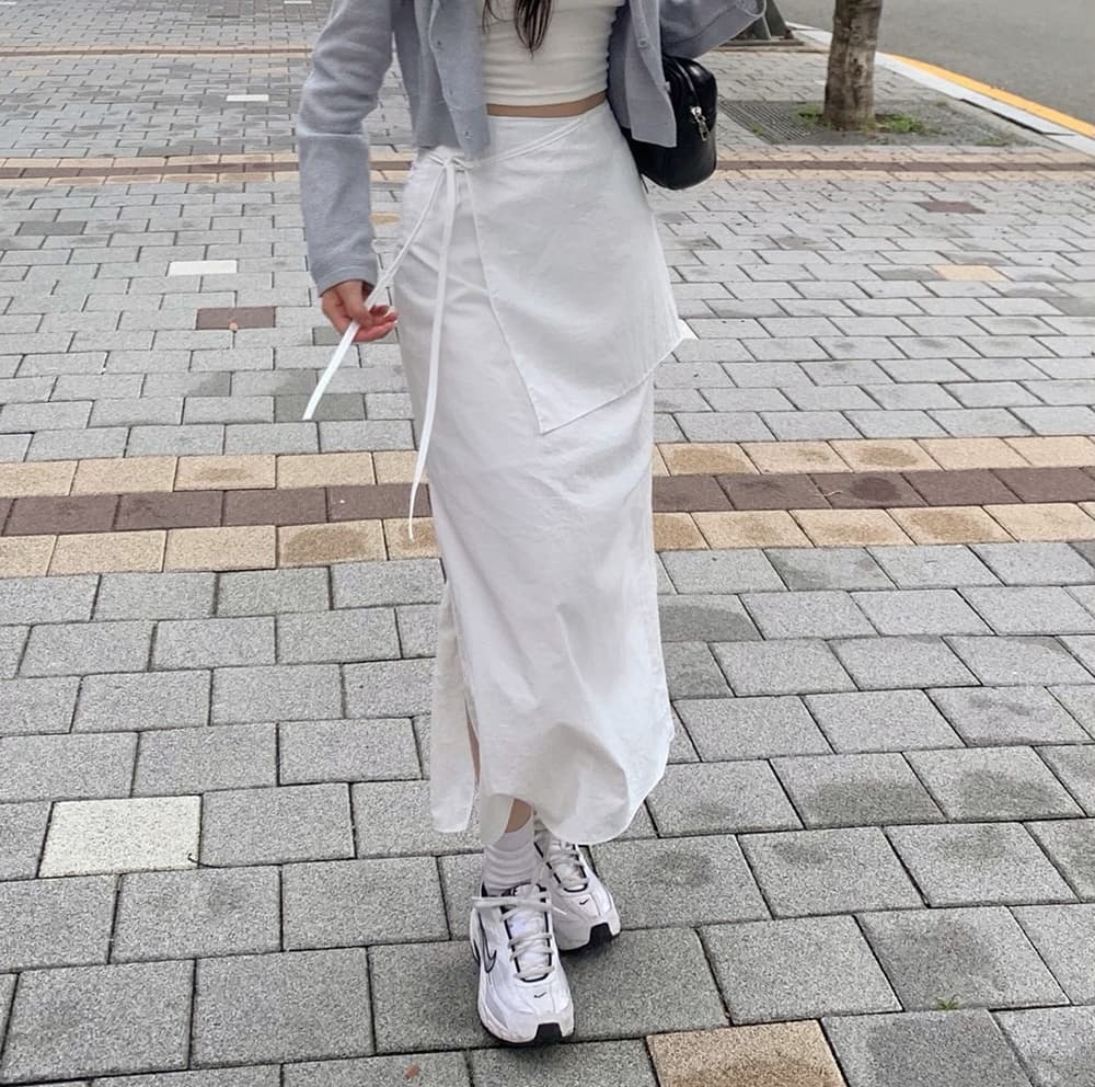 이른 가을 새로운 다용도 끈 트임 반신 스커트 상세 이미지 15