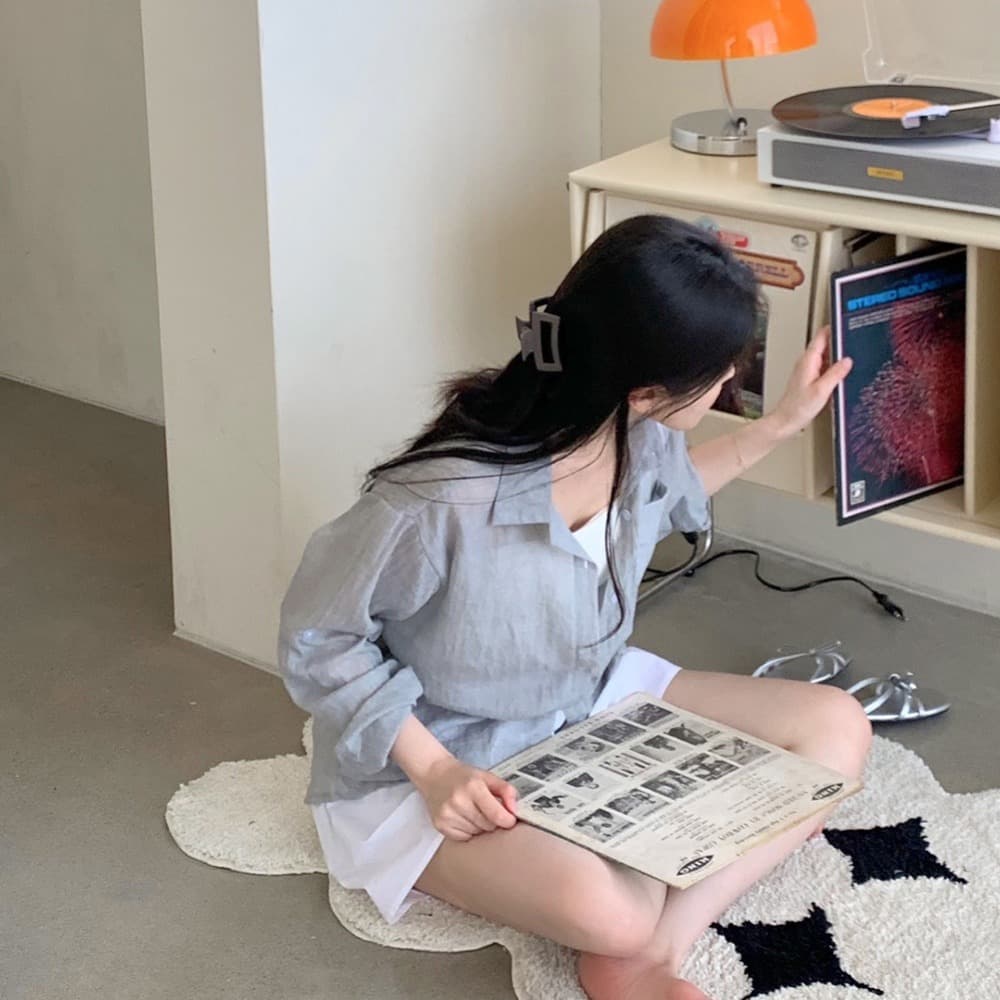 이른 가을 새로운 작은 대중 느긋한 바람 긴팔 얇은 스타일 자외선 차단 셔츠 이미지 3