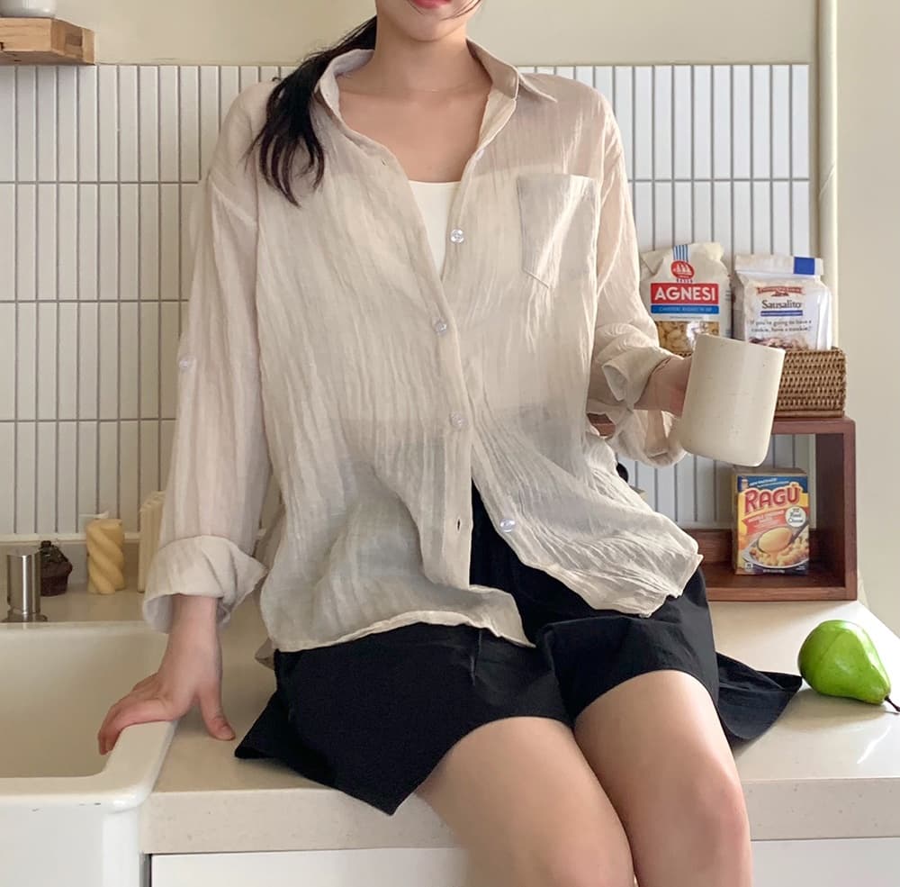 이른 가을 새로운 작은 대중 느긋한 바람 긴팔 얇은 스타일 자외선 차단 셔츠 상세 이미지 29