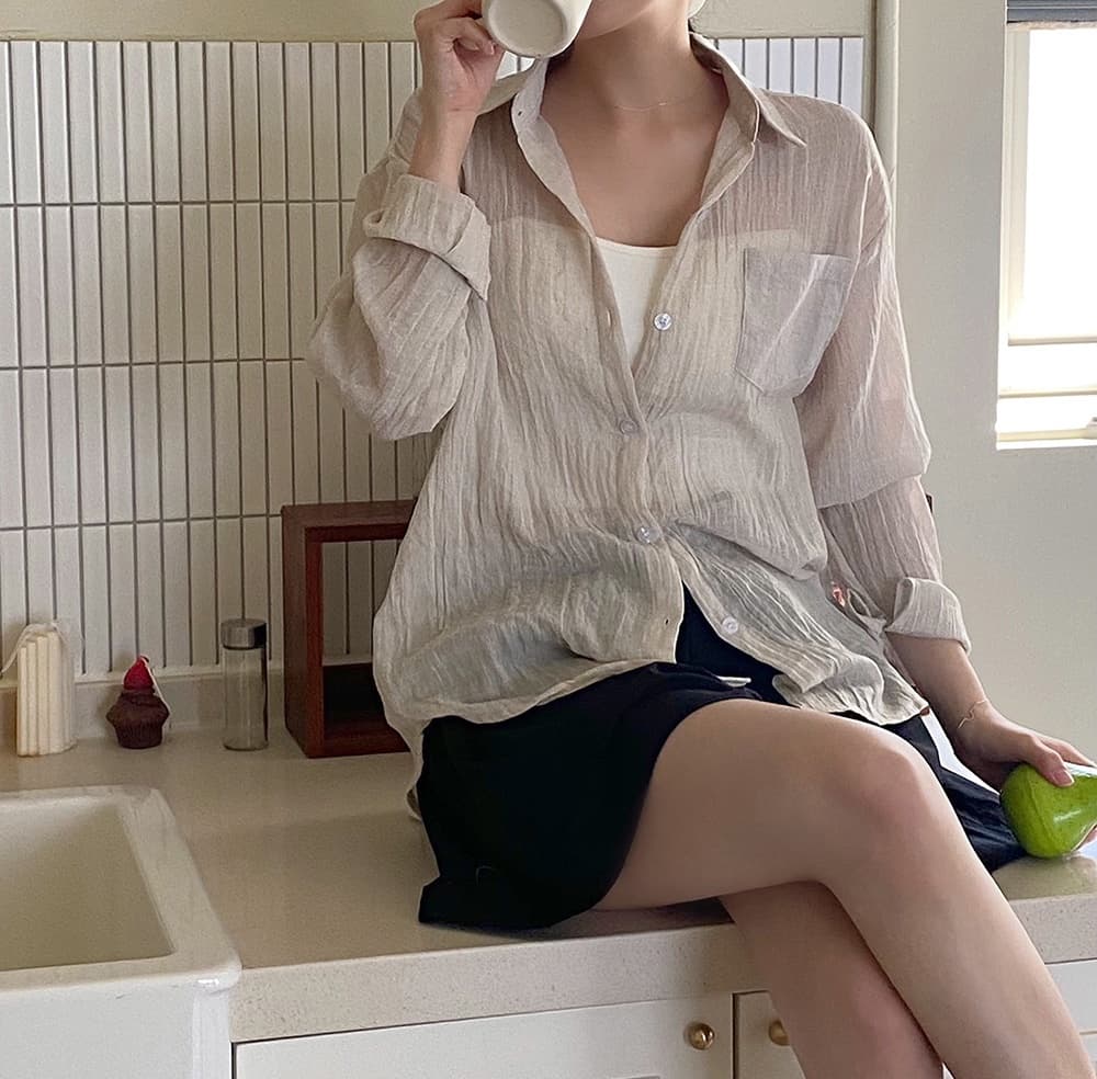 이른 가을 새로운 작은 대중 느긋한 바람 긴팔 얇은 스타일 자외선 차단 셔츠 상세 이미지 32