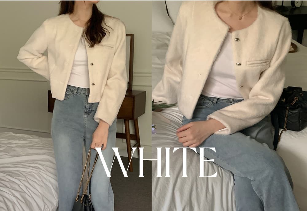 레트로 미니멀리즘 품격 부드러운 찹쌀 Chic 단추 작은 키 모직 쇼트 스타일 재킷 상세 이미지 3