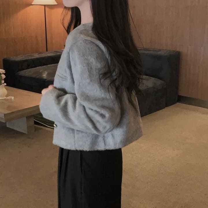 한국 chic 프랑스식 작은 샤넬 스타일 미니멀리즘 품격 Chic 싱글 줄 버튼 작은 키 모직 쇼트 스타일 재킷 상세 이미지 5