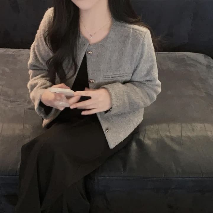 한국 chic 프랑스식 작은 샤넬 스타일 미니멀리즘 품격 Chic 싱글 줄 버튼 작은 키 모직 쇼트 스타일 재킷 상세 이미지 12