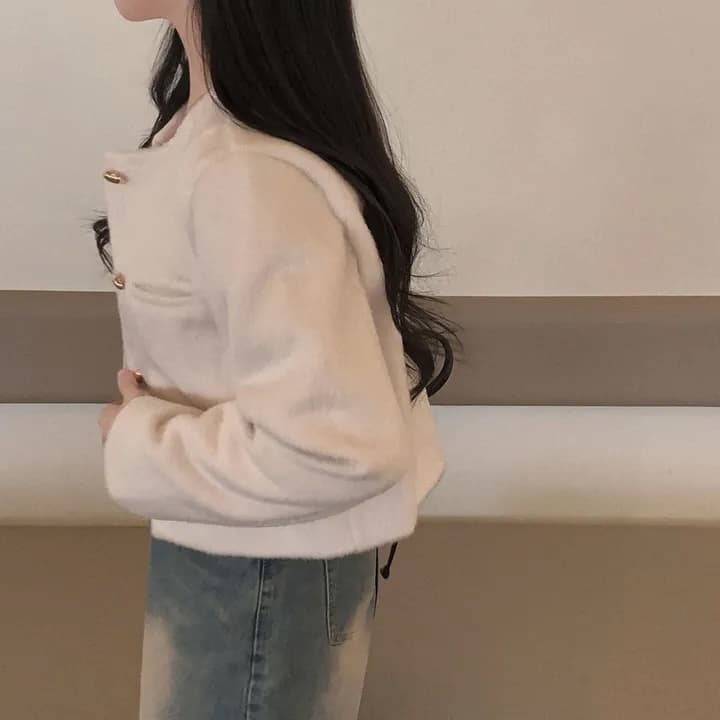 한국 chic 프랑스식 작은 샤넬 스타일 미니멀리즘 품격 Chic 싱글 줄 버튼 작은 키 모직 쇼트 스타일 재킷 상세 이미지 24