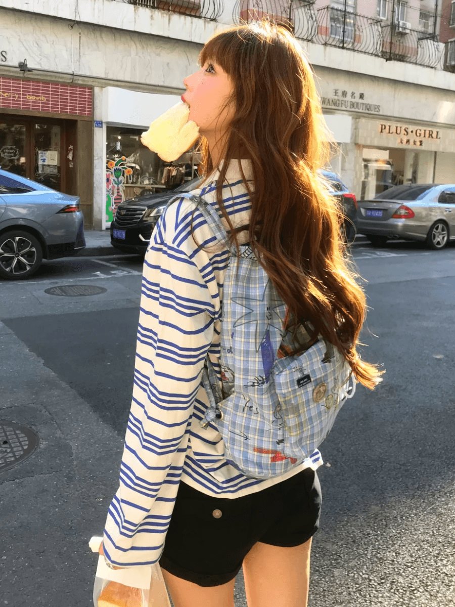 원본 형세 천 POLO 칼라 스트라이프 생방송 품질 라운드 넥 맨위 여성 의류 상세 이미지 6