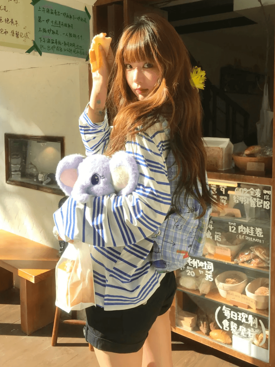 원본 형세 천 POLO 칼라 스트라이프 생방송 품질 라운드 넥 맨위 여성 의류 상세 이미지 11