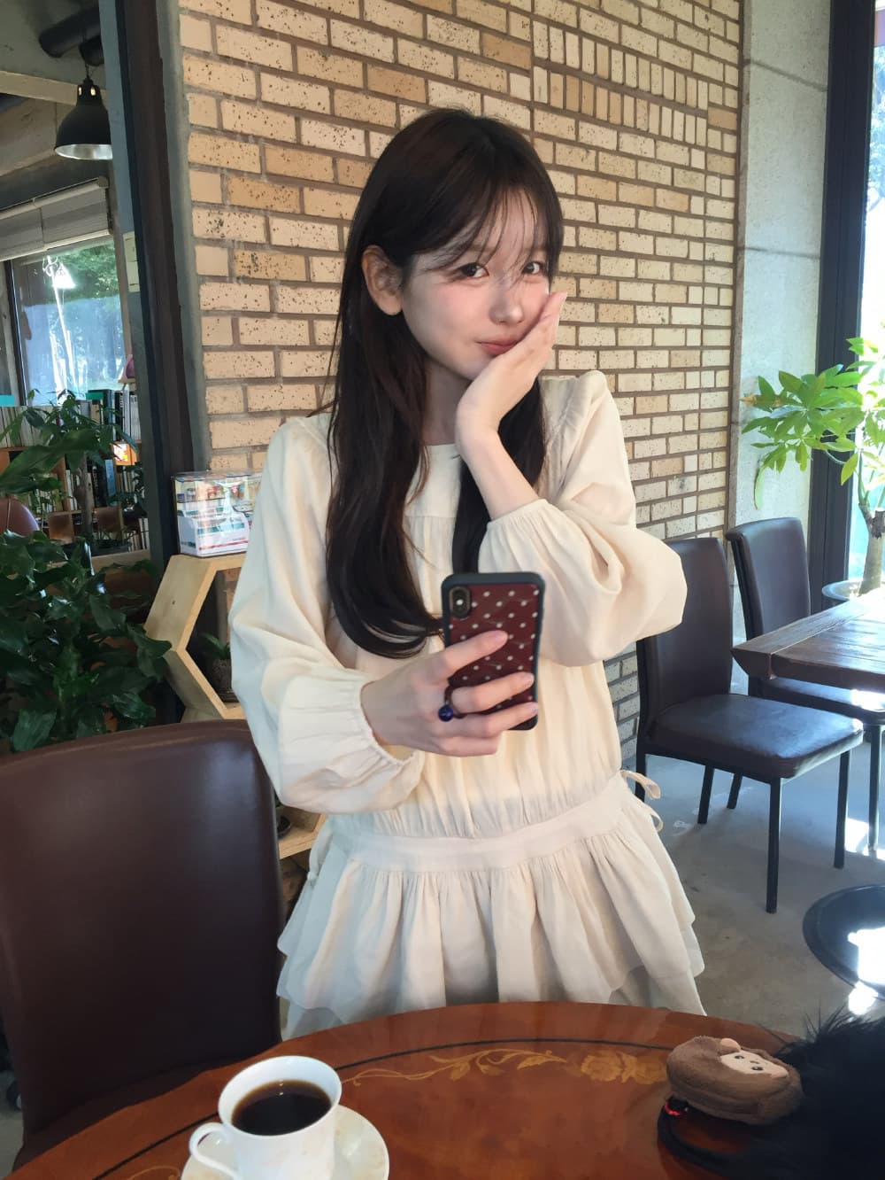 달콤함 소녀 한국 스타일 가을 새로운 쉬폰 긴팔 허리 수축 끈 미니 드레스 상세 이미지 20