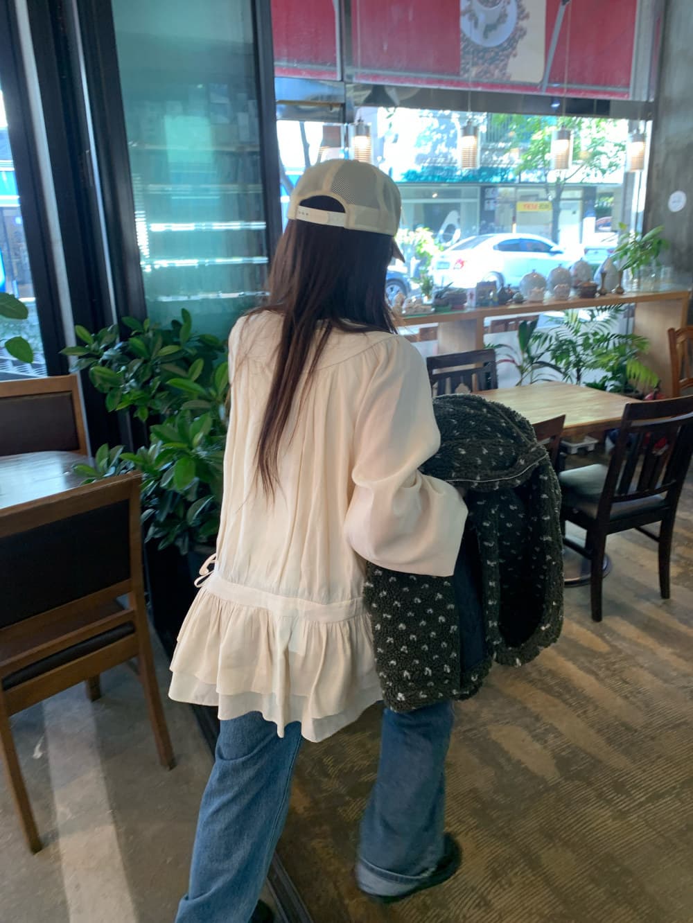 달콤함 소녀 한국 스타일 가을 새로운 쉬폰 긴팔 허리 수축 끈 미니 드레스 상세 이미지 34