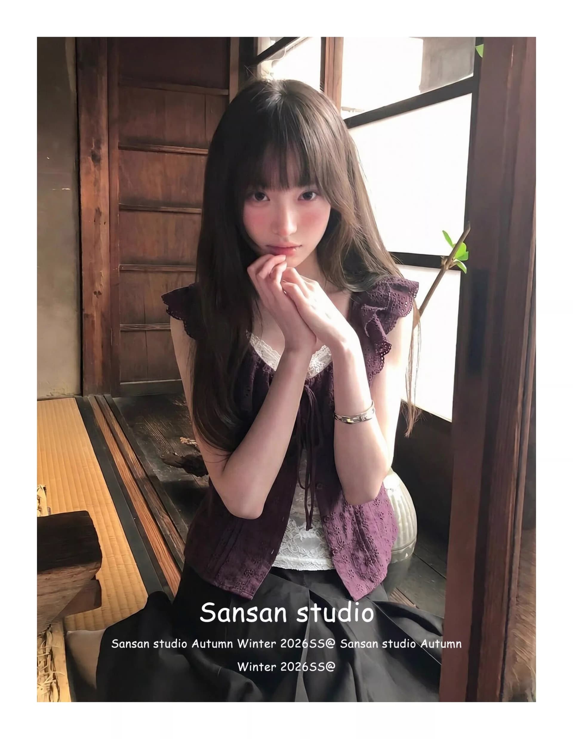프랑스식 프릴 반팔 여성 셔츠 초기 여름 착용 가져 가라. 보라색 셔츠 작은 셔츠 몸매 가꾸기 슬림해 보이는 디자인 센스 맨위 상세 이미지 9