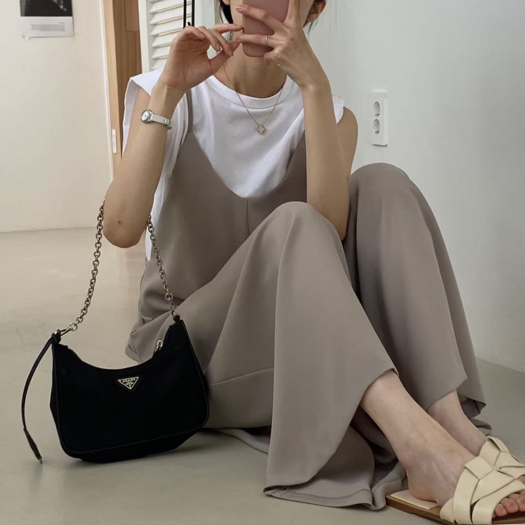 한국 스타일 다용도 도루 센스 루즈핏 슬림해 보이는 좋은 어깨 멜빵 바지 캐주얼 바지 올인원 바지 2 색 이미지 4