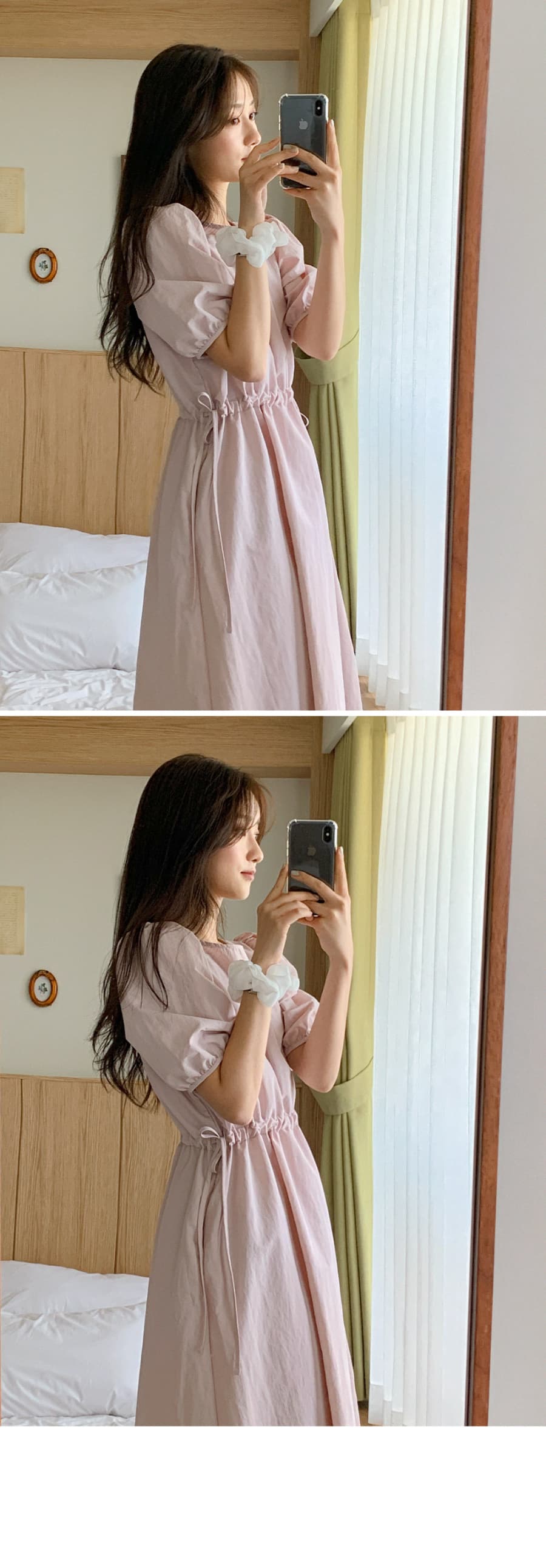 여름 새로운 허리 수축 단색 롱 코트 드레스 상세 이미지 4