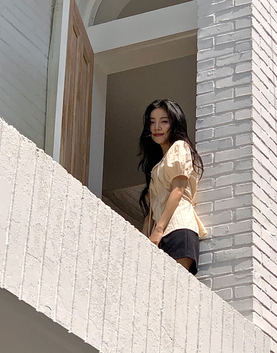 여름 새로운 단추 나비 매듭 셔츠 상세 이미지 36