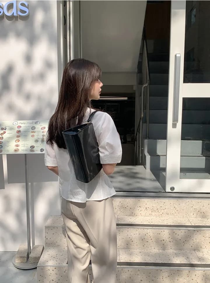 한국 스타일 디자인 센스 레이스업 싱글 줄 버튼 셔츠 상세 이미지 10
